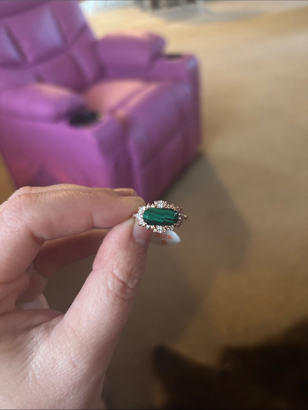 Emerald Oval Halo Cocktail Ring - Women Jewelry